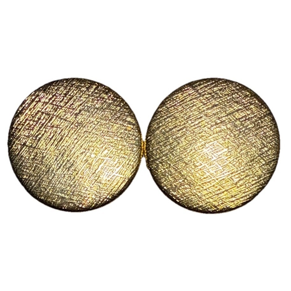 Vintage Clip On Textured Disc Earrings Gold Tone J17-18